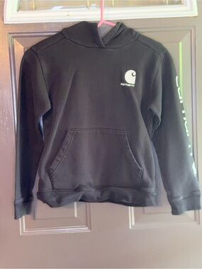 Carhartt Kids Black Pullover Hoodie with White Logo